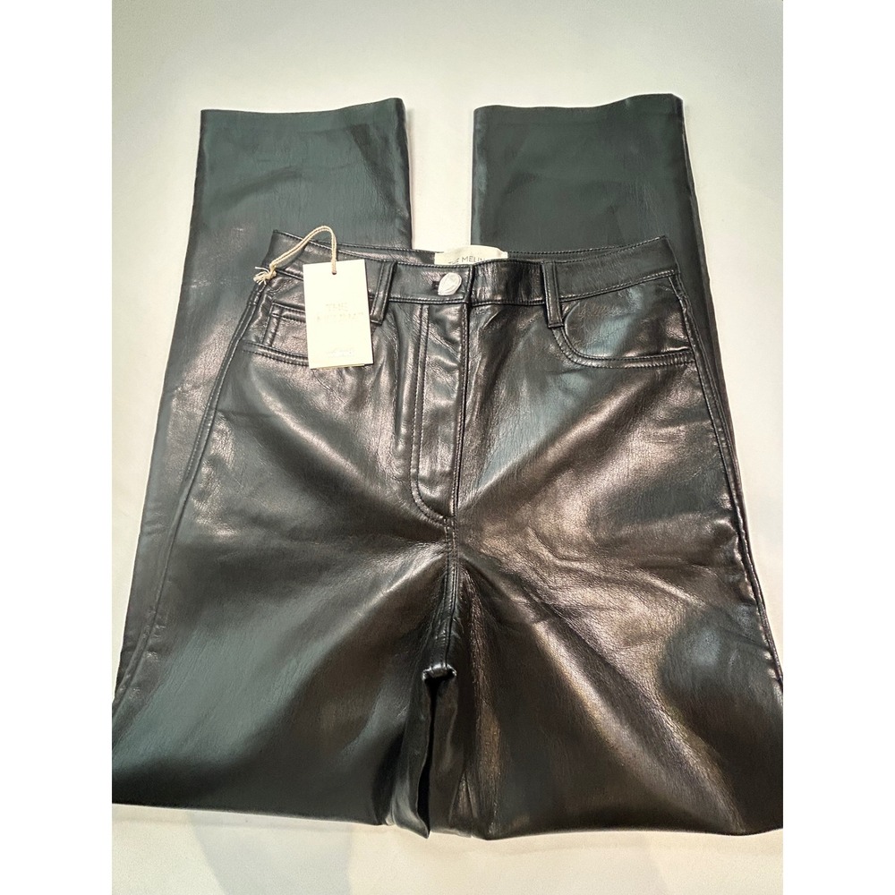 Wilfred The Melina Pant Women 4 Black High Rise Straight Leg Vegan Leather